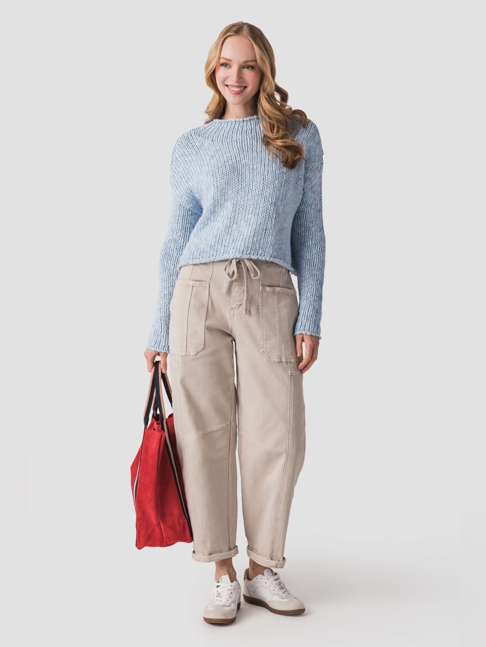 NWT Risen | Elle Almond High Rise Crop Barrel Cargo Cuffed Pants 11/30